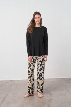Dvoudílné dámské pyžamo 17018 - Vamp černá s hnědou