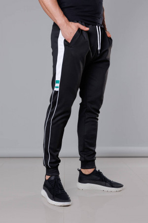 Černé pánské teplákové kalhoty s lampasy (8K161) černá