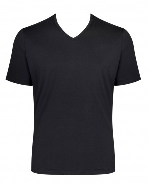 Pánské tričko GO Shirt V-Neck Regular Fit - BLACK - černé 0004 - SLOGGI BLACK
