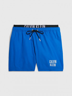Pánské plavecké šortky s dvojitým pásem KM0KM00798 C4X modré - Calvin Klein