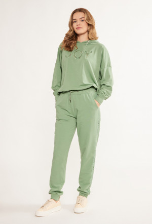 Kalhoty Monnari Tepláky s prolamovanou stuhou Zelená 2XL