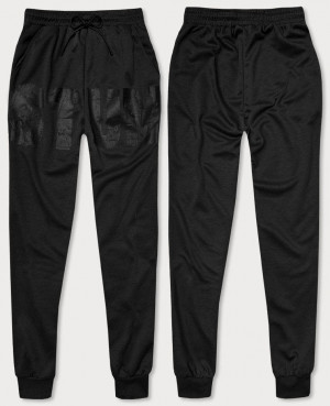 Černé pánské teplákové kalhoty s potiskem (8K191) černá