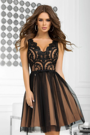 Dámské večerní šaty model 2206 - 151638 - Bicotone černá s hnědou