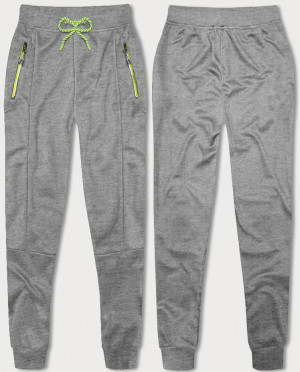 Šedé pánské teplákové kalhoty s barevnými zipy (8K220-2) šedá