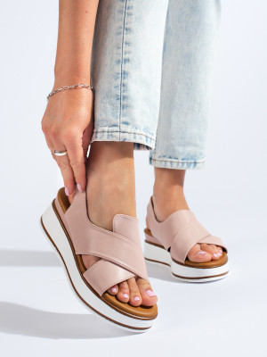 Designové  sandály hnědé dámské na klínku