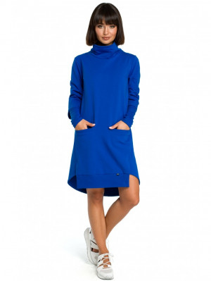 B089 Asymetrické šaty s límečkem - královská modř EU