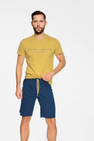 Pánské pyžamo Pulse 39738-18X Žlutá a tmavě modrá - Henderson žluto-modrá