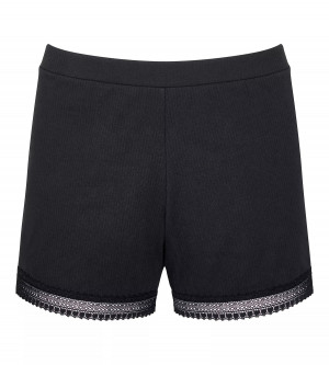 Dámské šortky GO Ribbed Short - BLACK - černé 0004 - SLOGGI BLACK