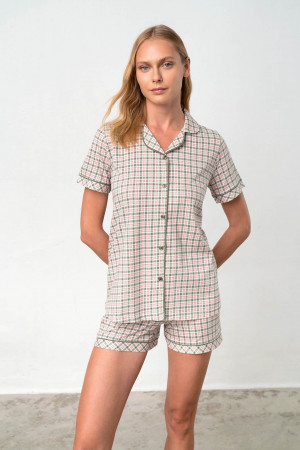 Vamp - Dvoudílné dámské pyžamo – Picnic 18216 - Vamp green khaki s