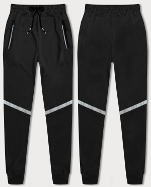 Černé pánské teplákové kalhoty s reflexními prvky (8K189-3) černá