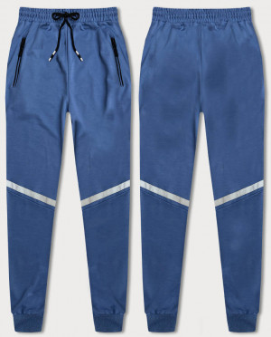 Světle modré pánské teplákové kalhoty s reflexními prvky (8K189-17) Modrá