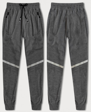 Šedé pánské teplákové kalhoty s reflexními prvky (8K189-5) šedá