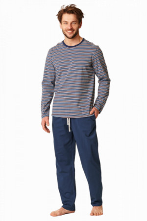 Key MNS 384 B22 Pánské pyžamo M jeans-proužky