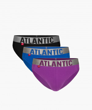 Pánské slipy Atlantic 3SMP-130 A'3 S-2XL námořnická modř-denim-červená