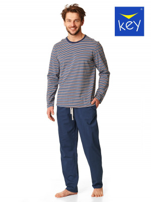 Pánské pyžamo Key MNS 384 B22 M-2XL džíny s pruhy