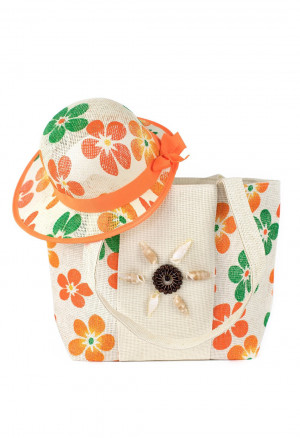 Komplet - kabelka a klobouk  22103 Ciechocinek oranžový - Art Of Polo one size