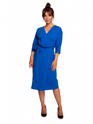 B241 Zavinovací šaty s páskem na zavazování - královská modř EU