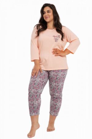 Taro Melissa 3017 Z24 Dámské pyžamo super plus size 5XL broskvová