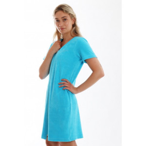 BARI 3/4 šaty s krátkým rukávem blue atoll S pohodlné zavazovací šaty s krátkým rukávem 6335 blue atoll