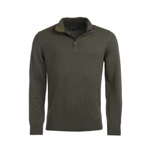 Barbour Cotton Half Zip Sweater — Olive