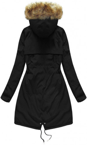 Černo-khaki oboustranná dámská zimní bunda s kapucí (W212) khaki S (36)