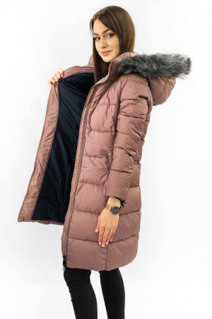 Dámská prošívaná zimní bunda ve starorůžové barvě (7701) růžová S (36)