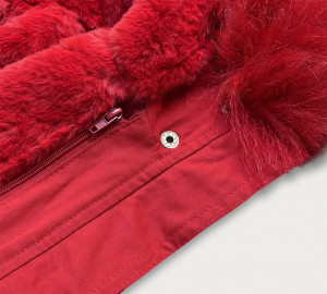 Červená dámská zimní bunda parka s podšívkou a s kapucí (7600) červená S (36)