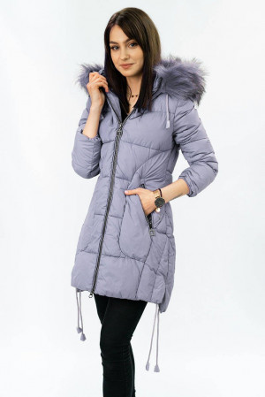 Prošívaná dámská zimní bunda ve vřesové barvě s kapucí (7690) fialová S (36)