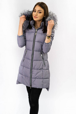 Prošívaná dámská zimní bunda ve vřesové barvě s kapucí (7702) fialová S (36)