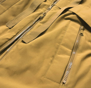 Žlutá dámská zimní bunda z různých spojených materiálů (7708) žlutá S (36)