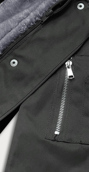 Khaki-šedá dámská zimní bunda parka s odepínací podšívkou (B533-11070) khaki L (40)