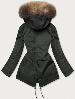 Khaki-hnědá dámská zimní bunda parka s odepínací podšívkou (B533-1107) khaki L (40)