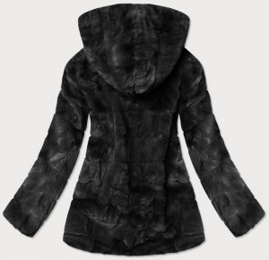 Černá dámská bunda - kožíšek s kapucí (BR9742-1) černá XXL (44)