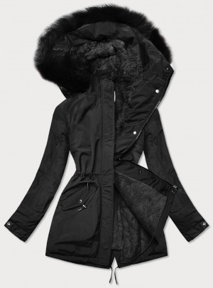 Teplá černá dámská zimní bunda (W559BIG) černá