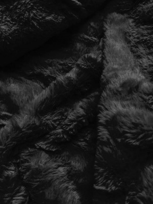 Lesklá černá zimní bunda s mechovitou kožešinou (W674) černá XXL (44)