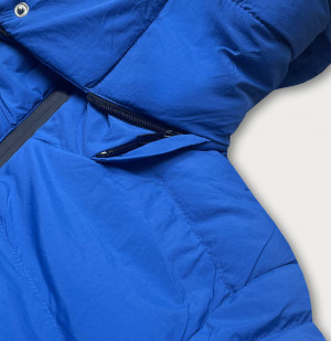 Prošívaná bunda v chrpové barvě s opaskem pro přechodné období (23060-3) modrá S (36)