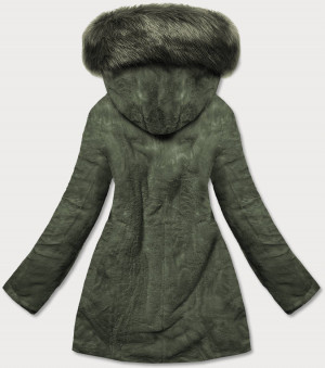 Teplá oboustranná dámská zimní bunda v khaki barvě (W610) khaki S (36)