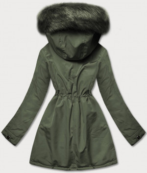Teplá dámská oboustranná zimní bunda v khaki barvě (W610BIG) khaki