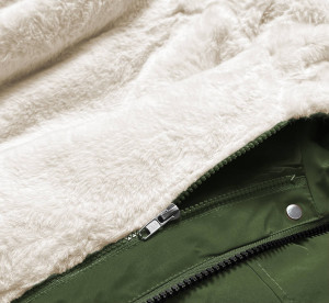 Khaki/ecru teplá dámská zimní bunda (W629BIG) khaki
