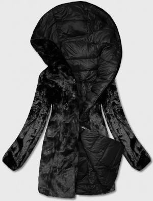 Černá oboustranná dámská bunda-kožíšek (B8052-1) černá