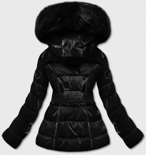 Krátká černá lesklá dámská bunda (B8090-1) černá M (38)