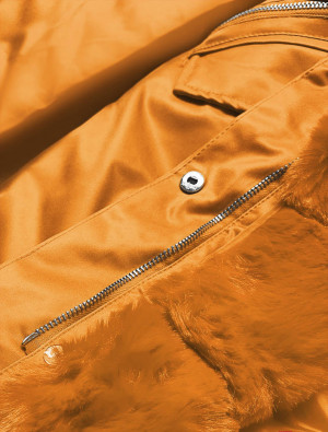 Oranžová dámská bunda parka s kožešinou (5M762-254) oranžová S (36)