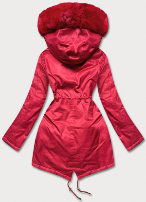 Červená dámská bunda parka s kožešinou (5M762-270) červená S (36)