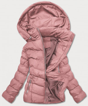 Krátká růžová dámská zimní péřová bunda (5M726-46) Růžová S (36)