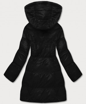 Černá dámská zimní bunda s kapucí (5M722-392) černá M (38)