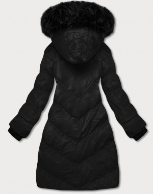 Černá dámská zimní bunda s ozdobným prošíváním (5M730-392) černá S (36)