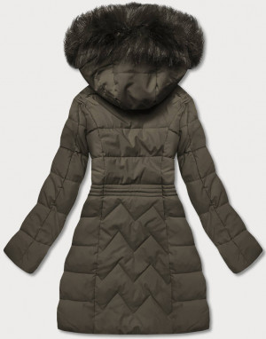 Dámská zimní bunda v army barvě s odepínací kapucí (16M9060-136) khaki S (36)