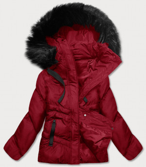 Červená dámská zimní bunda s kapucí (5M738-270) červená S (36)