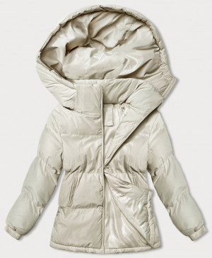 Světle béžová dámská zimní bunda s kapucí (5M3169-62) Béžová L (40)