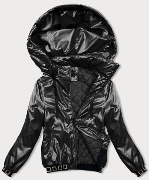 Krátká černá bunda s ozdobnými stahovacími lemy (16M9087-392) černá S (36)